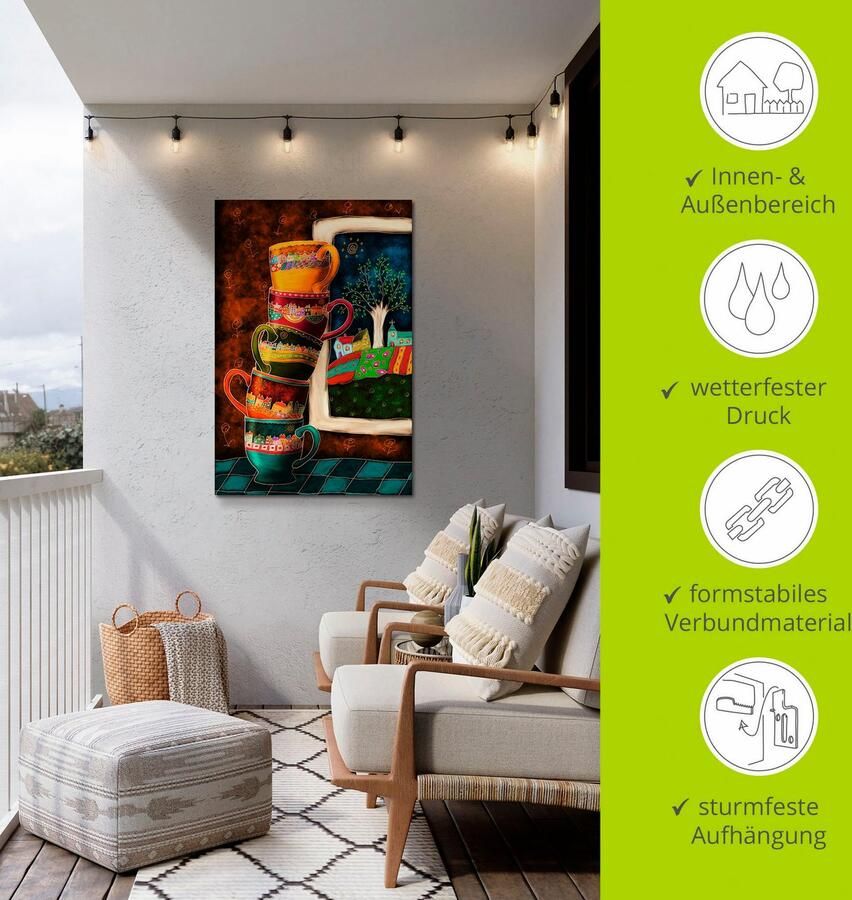 Artland Artprint Vrolijke koffiekopjes als artprint van aluminium artprint voor buiten artprint op linnen poster muursticker - Foto 3