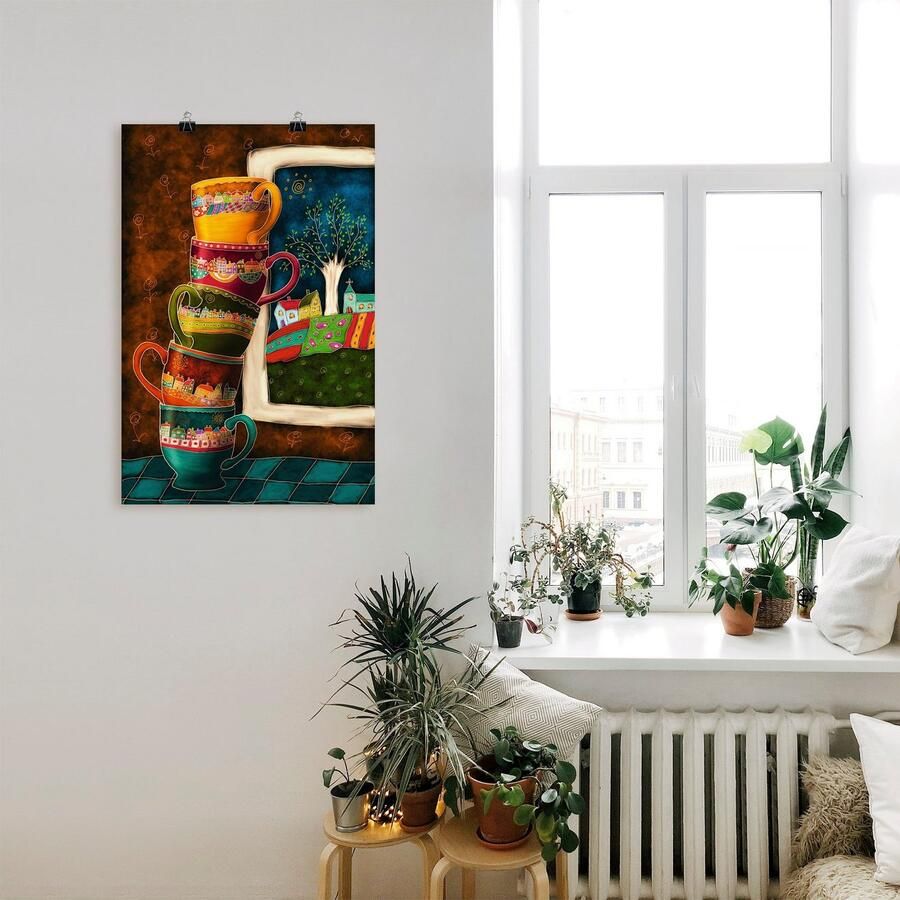 Artland Artprint Vrolijke koffiekopjes als artprint van aluminium artprint voor buiten artprint op linnen poster muursticker - Foto 2