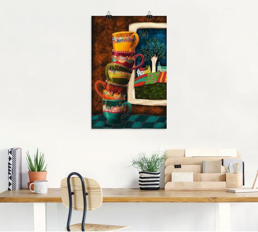 Artland Artprint Vrolijke koffiekopjes als artprint van aluminium artprint voor buiten artprint op linnen poster muursticker - Foto 5