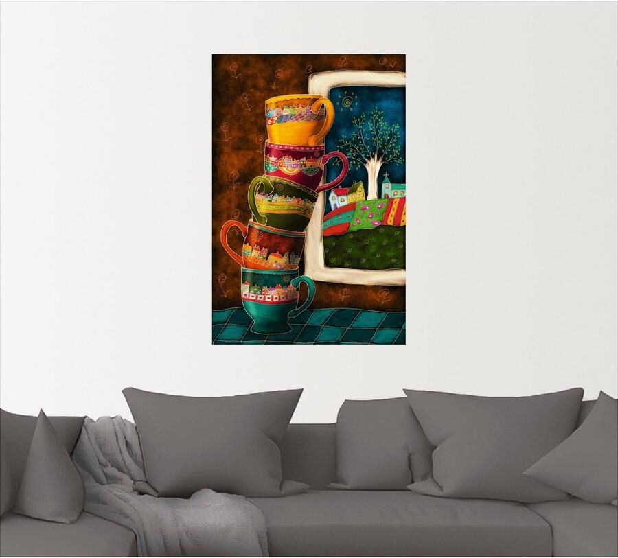 Artland Artprint Vrolijke koffiekopjes als artprint van aluminium artprint voor buiten artprint op linnen poster muursticker - Foto 5