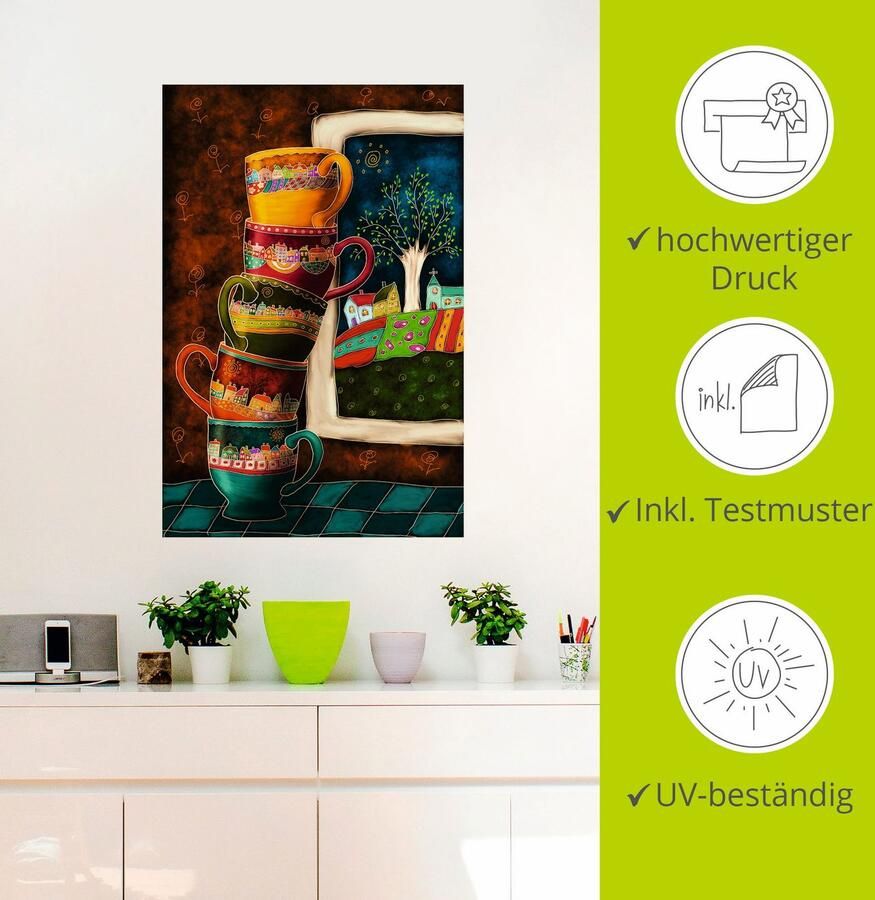 Artland Artprint Vrolijke koffiekopjes als artprint van aluminium artprint voor buiten artprint op linnen poster muursticker - Foto 3