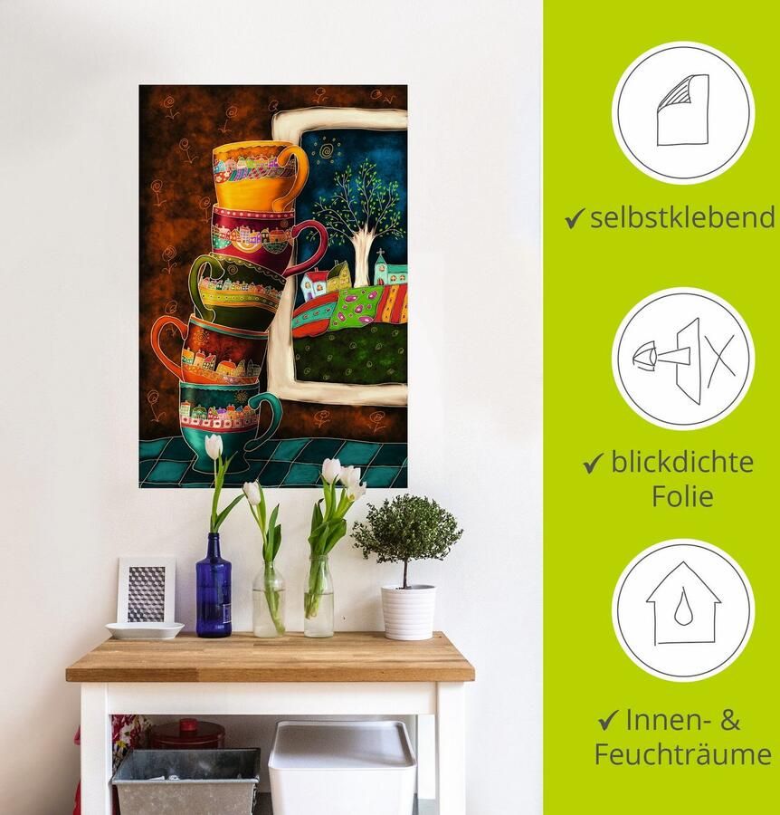 Artland Artprint Vrolijke koffiekopjes als artprint van aluminium artprint voor buiten artprint op linnen poster muursticker - Foto 4