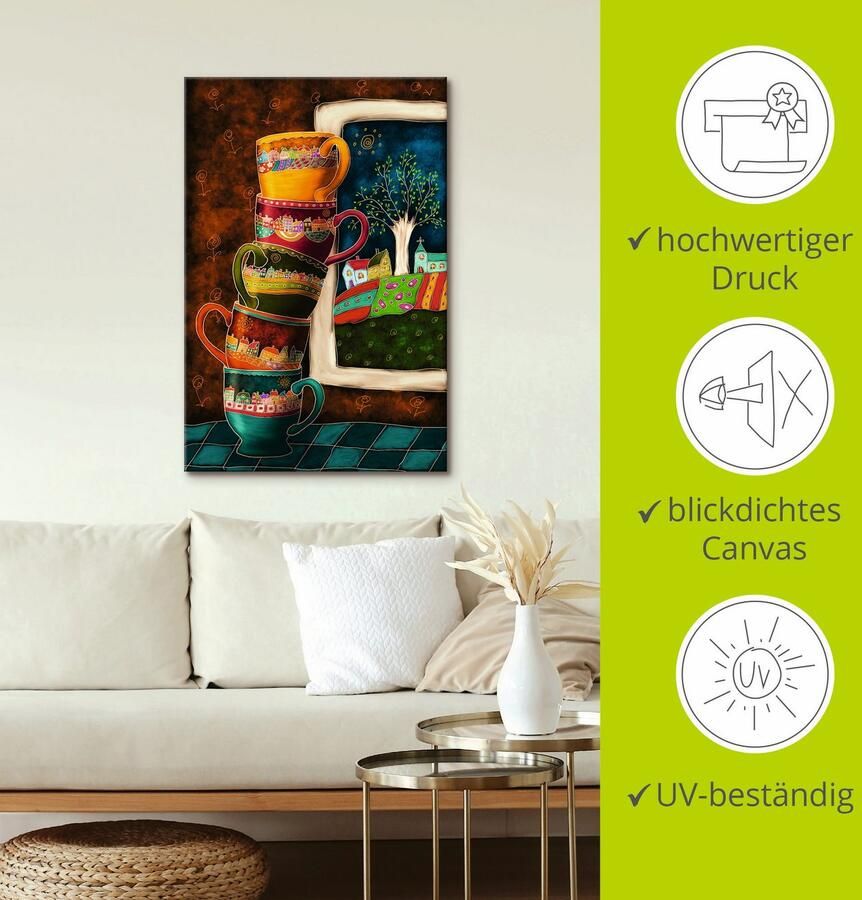 Artland Artprint Vrolijke koffiekopjes als artprint van aluminium artprint voor buiten artprint op linnen poster muursticker - Foto 3