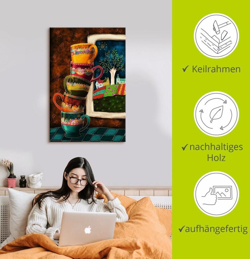 Artland Artprint Vrolijke koffiekopjes als artprint van aluminium artprint voor buiten artprint op linnen poster muursticker - Foto 2