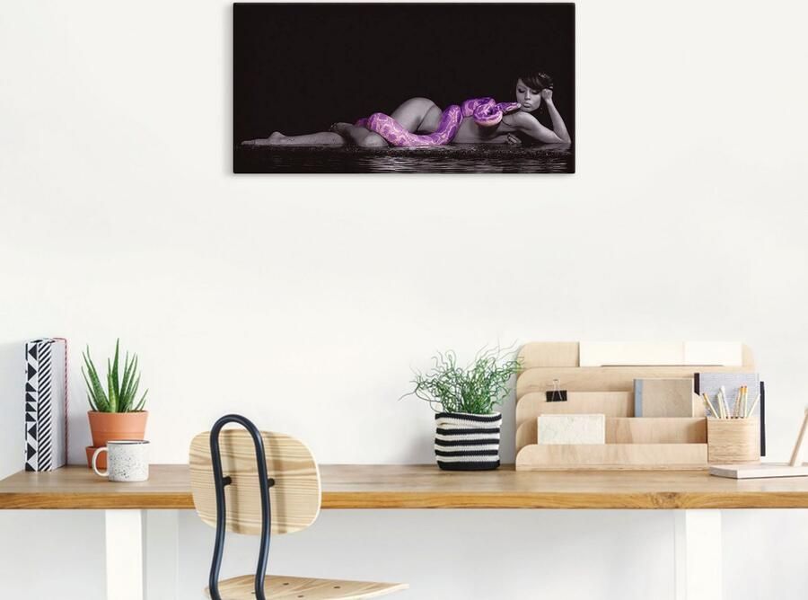 Artland Artprint Vrouw in water liggend met python als artprint op linnen in verschillende maten - Foto 5