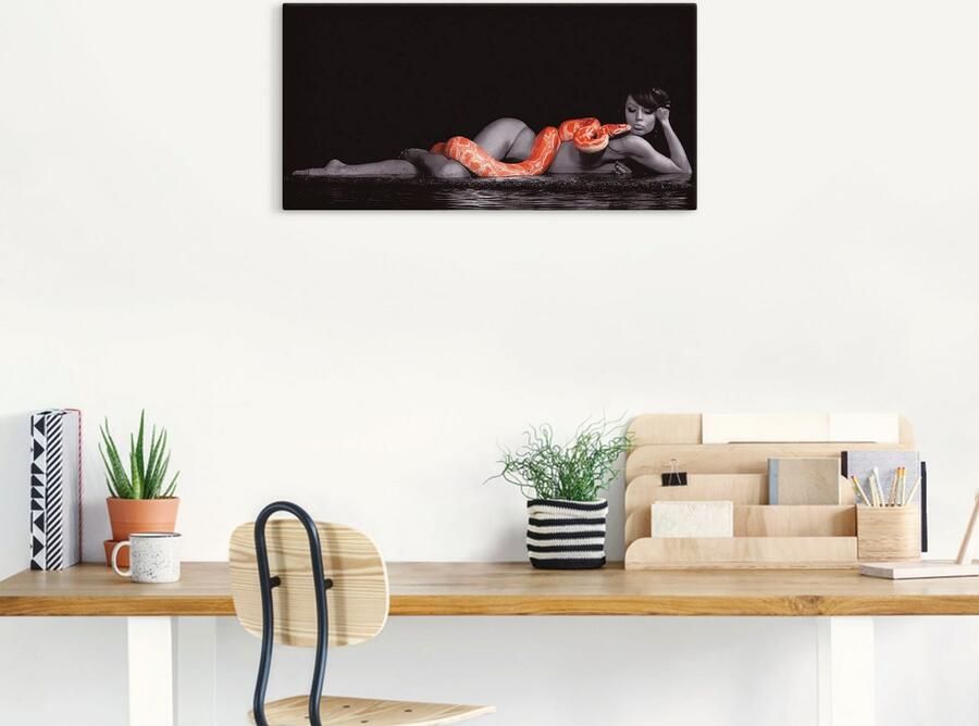 Artland Artprint Vrouw in water liggend met python als artprint op linnen poster muursticker in verschillende maten - Foto 5