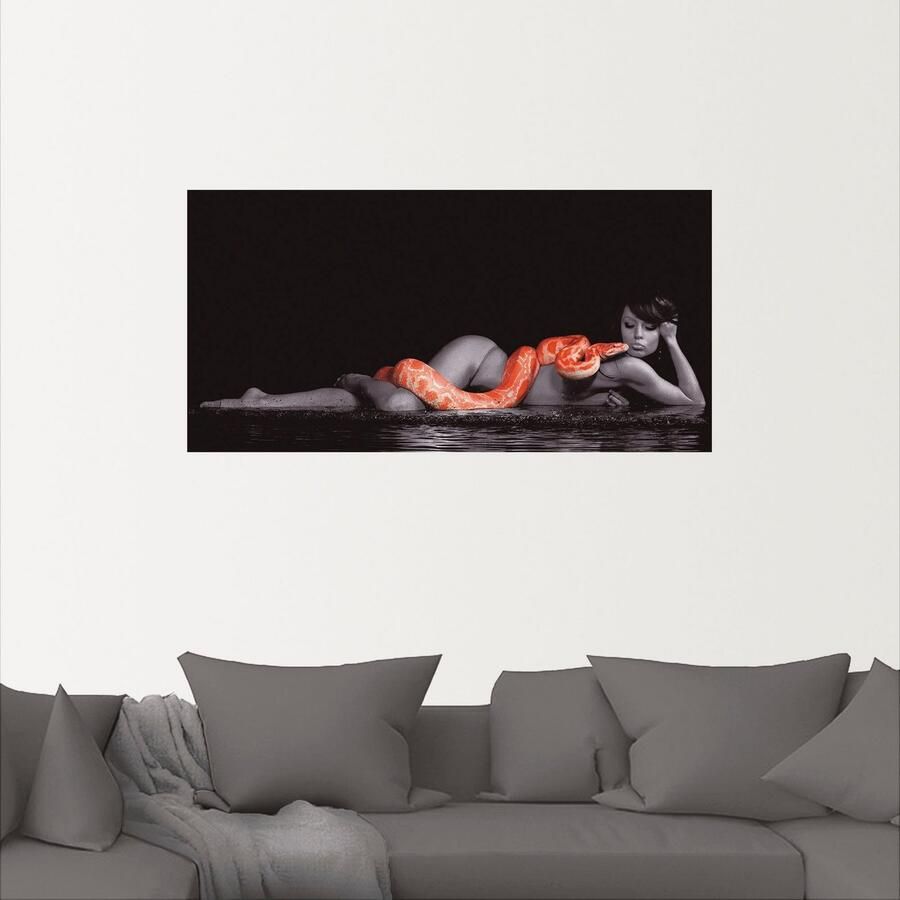 Artland Artprint Vrouw in water liggend met python als artprint op linnen poster muursticker in verschillende maten - Foto 2