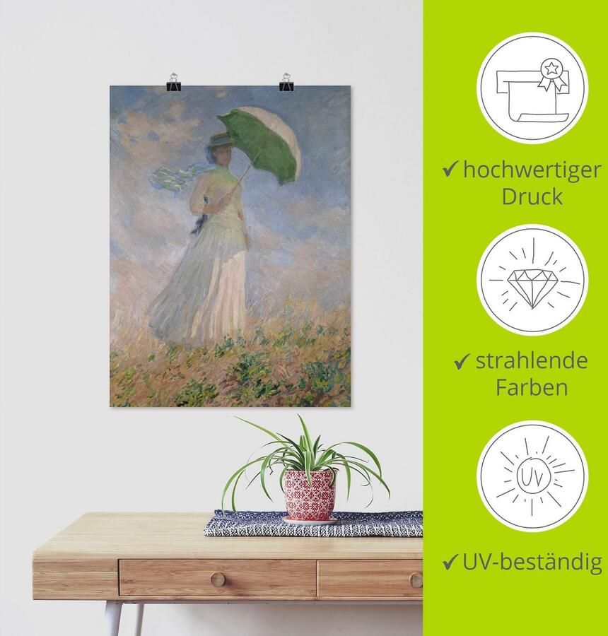 Artland Artprint Vrouw met parasol Susanne Hoschedé als artprint op linnen muursticker of poster in verschillende maten - Foto 3