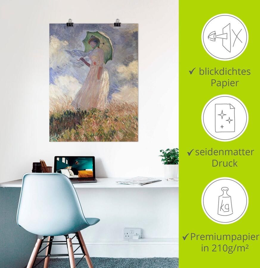 Artland Artprint Vrouw met parasol Suzanne Hoschedé als artprint op linnen poster in verschillende formaten maten - Foto 3