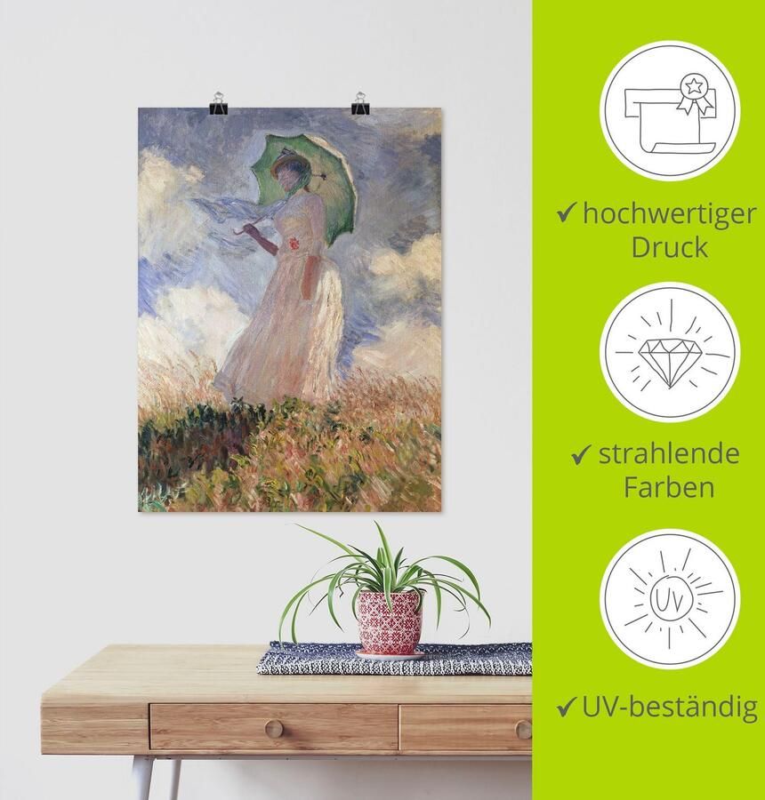 Artland Artprint Vrouw met parasol Suzanne Hoschedé als artprint op linnen poster in verschillende formaten maten - Foto 4
