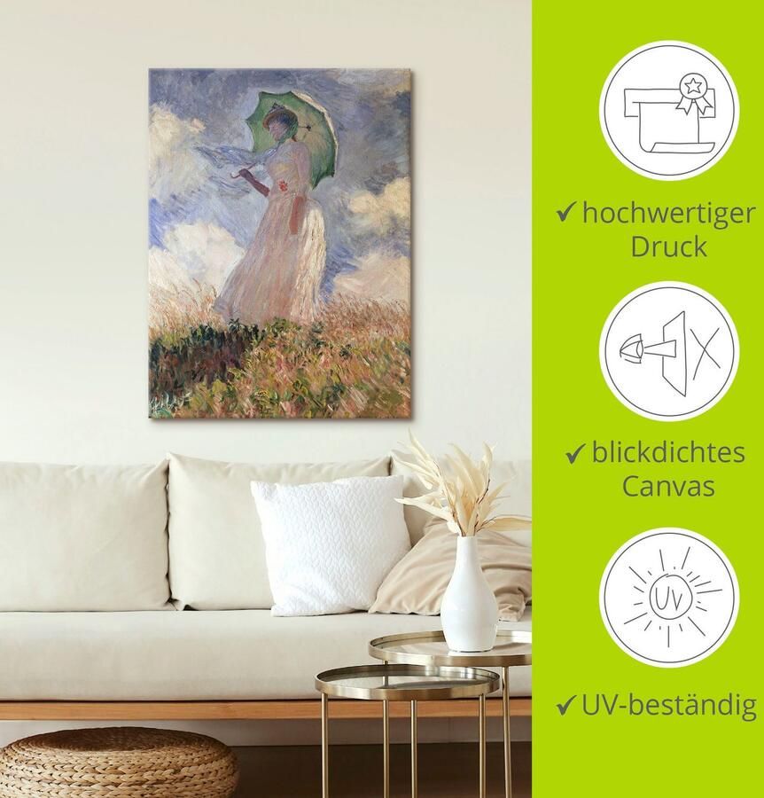 Artland Artprint Vrouw met parasol Suzanne Hoschedé als artprint op linnen poster in verschillende formaten maten - Foto 2