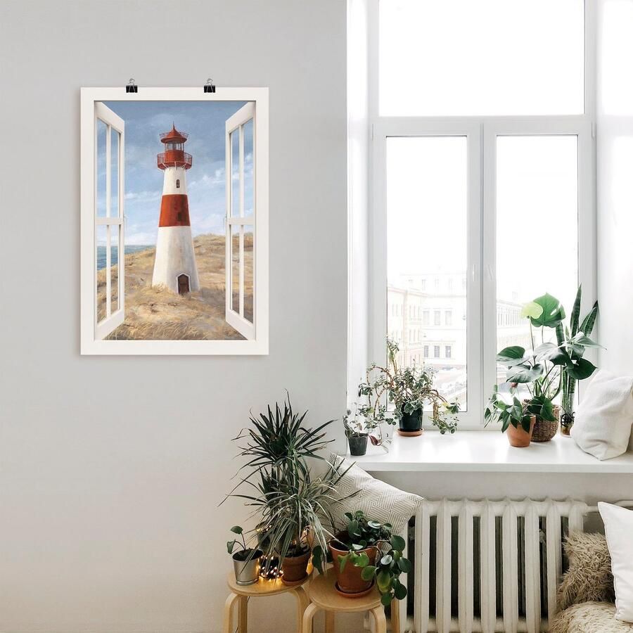 Artland Artprint Vuurtoren I blik uit het venster als artprint van aluminium artprint voor buiten artprint op linnen poster in verschillende maten. maten - Foto 2