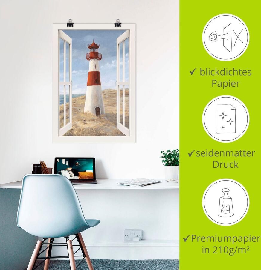 Artland Artprint Vuurtoren I blik uit het venster als artprint van aluminium artprint voor buiten artprint op linnen poster in verschillende maten. maten - Foto 3