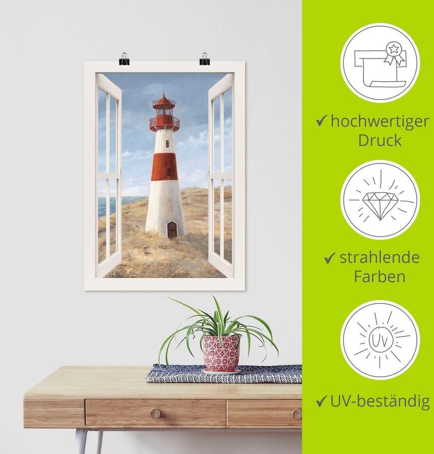Artland Artprint Vuurtoren I blik uit het venster als artprint van aluminium artprint voor buiten artprint op linnen poster in verschillende maten. maten - Foto 4