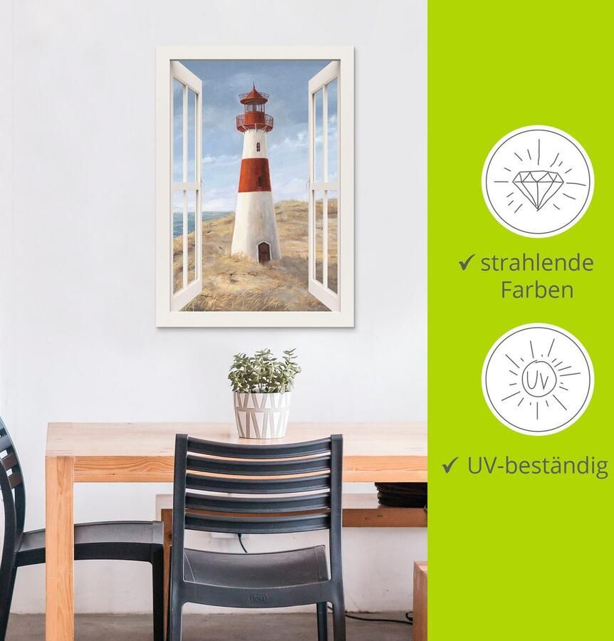 Artland Artprint Vuurtoren I blik uit het venster als artprint van aluminium artprint voor buiten artprint op linnen poster in verschillende maten. maten - Foto 3