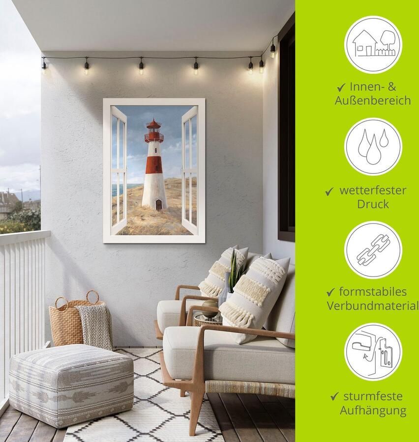 Artland Artprint Vuurtoren I blik uit het venster als artprint van aluminium artprint voor buiten artprint op linnen poster in verschillende maten. maten - Foto 5