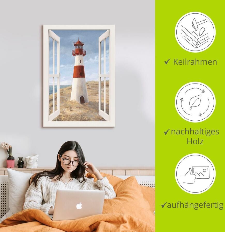 Artland Artprint Vuurtoren I blik uit het venster als artprint van aluminium artprint voor buiten artprint op linnen poster in verschillende maten. maten - Foto 2