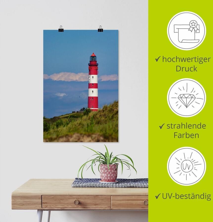 Artland Artprint Vuurtoren van Amrum als artprint op linnen poster in verschillende formaten maten - Foto 4
