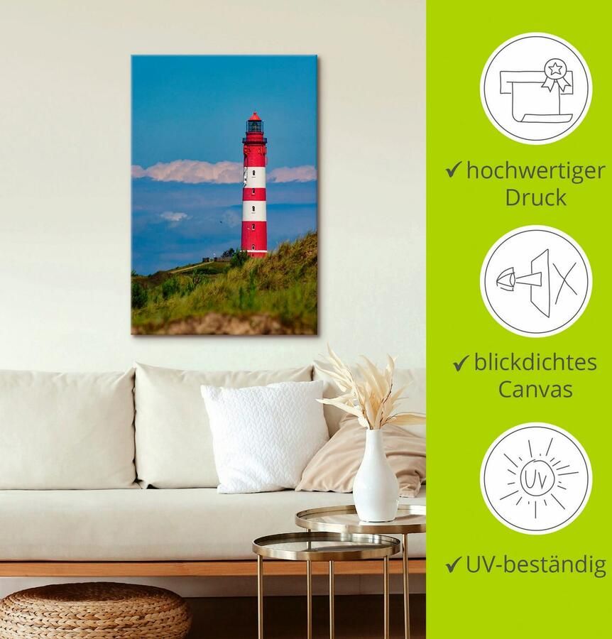 Artland Artprint Vuurtoren van Amrum als artprint op linnen poster in verschillende formaten maten - Foto 3