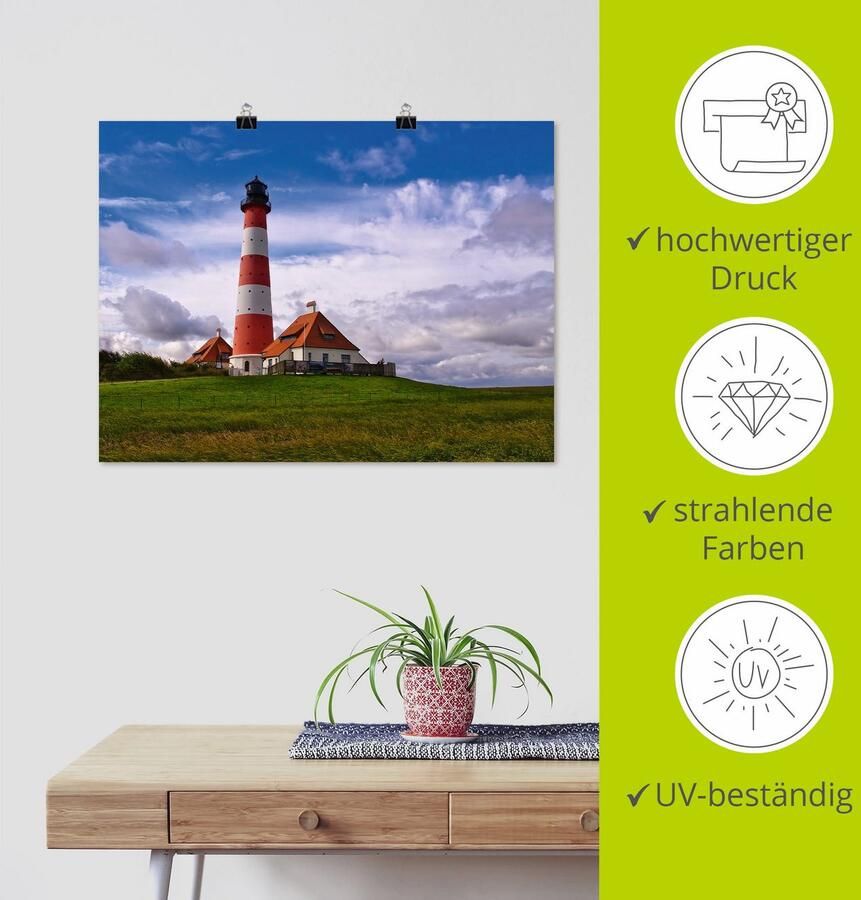Artland Artprint Vuurtoren Westerheversand als artprint op linnen poster in verschillende formaten maten - Foto 3