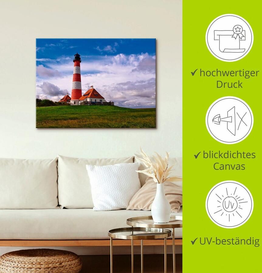 Artland Artprint Vuurtoren Westerheversand als artprint op linnen poster in verschillende formaten maten - Foto 3