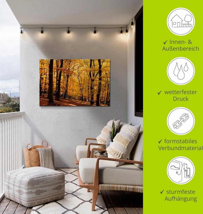 Artland Artprint Wandeling in herfstbos als artprint van aluminium artprint voor buiten artprint op linnen poster in verschillende maten. maten - Foto 3