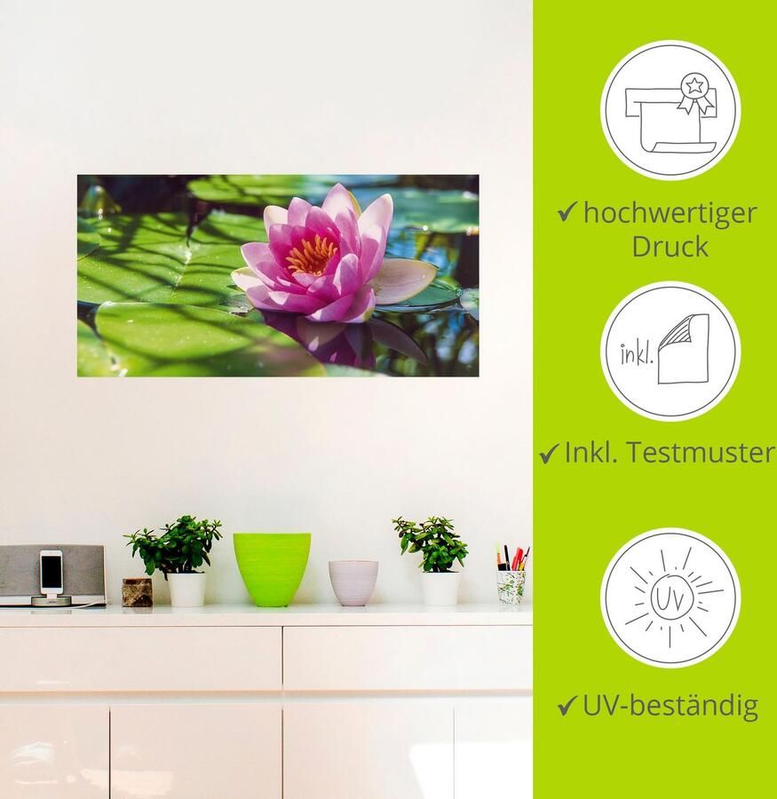 Artland Artprint Waterlelie close-up als artprint van aluminium artprint op linnen muursticker verschillende maten - Foto 2