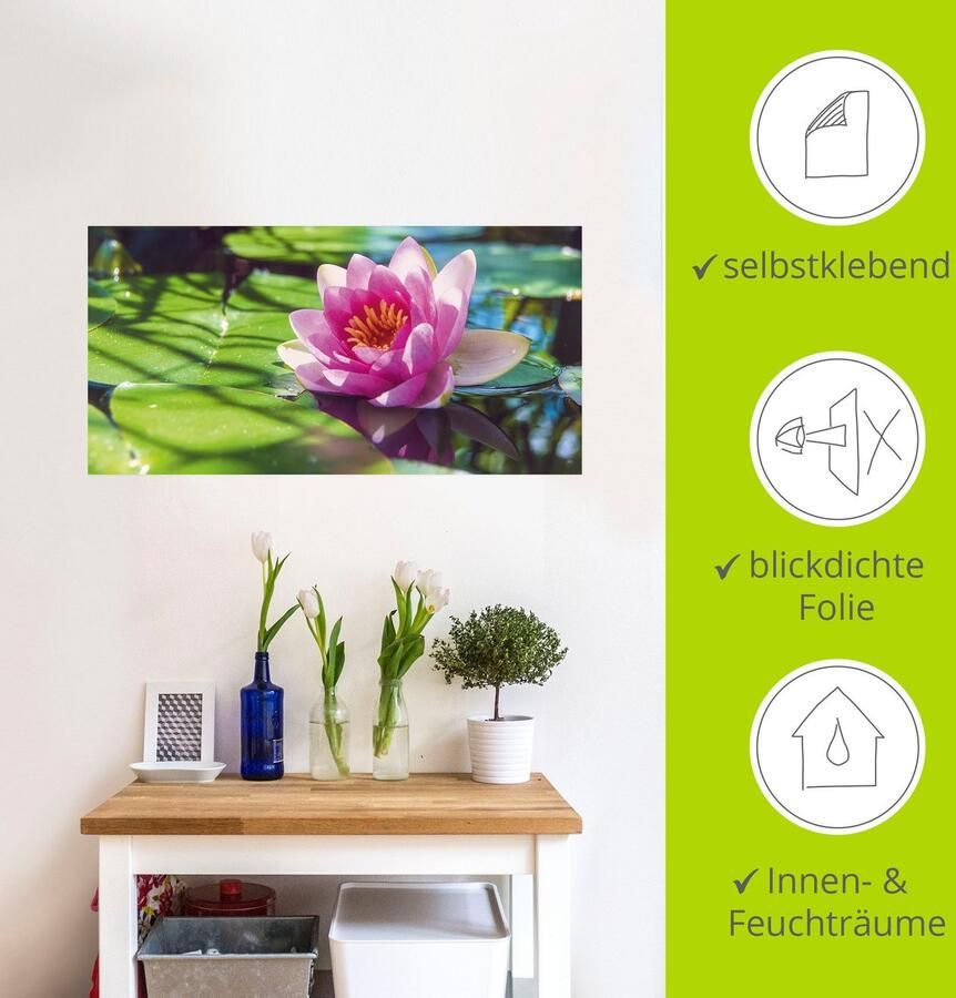 Artland Artprint Waterlelie close-up als artprint van aluminium artprint op linnen muursticker verschillende maten - Foto 3