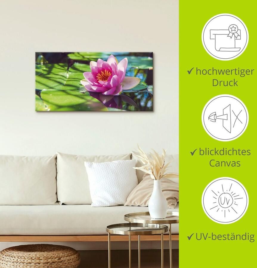 Artland Artprint Waterlelie close-up als artprint van aluminium artprint op linnen muursticker verschillende maten - Foto 4