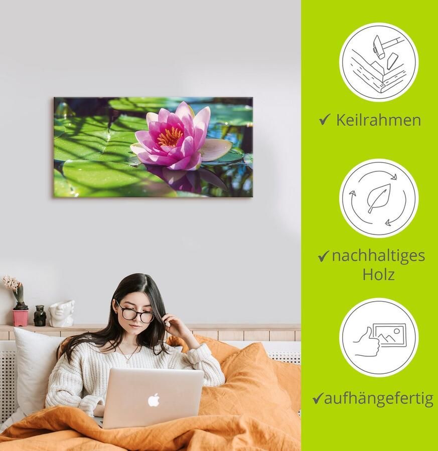 Artland Artprint Waterlelie close-up als artprint van aluminium artprint op linnen muursticker verschillende maten - Foto 3