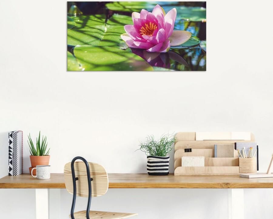 Artland Artprint Waterlelie close-up als artprint van aluminium artprint op linnen muursticker verschillende maten - Foto 9