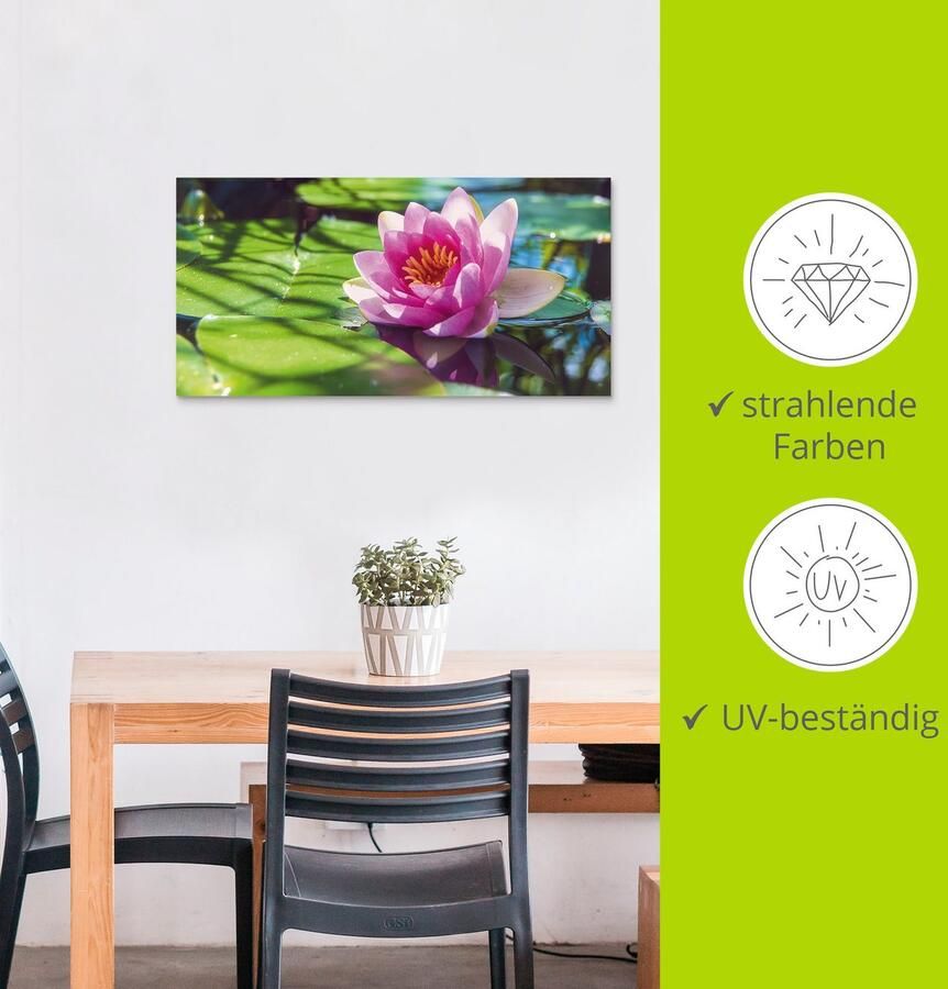 Artland Artprint Waterlelie close-up als artprint van aluminium artprint op linnen muursticker verschillende maten - Foto 4