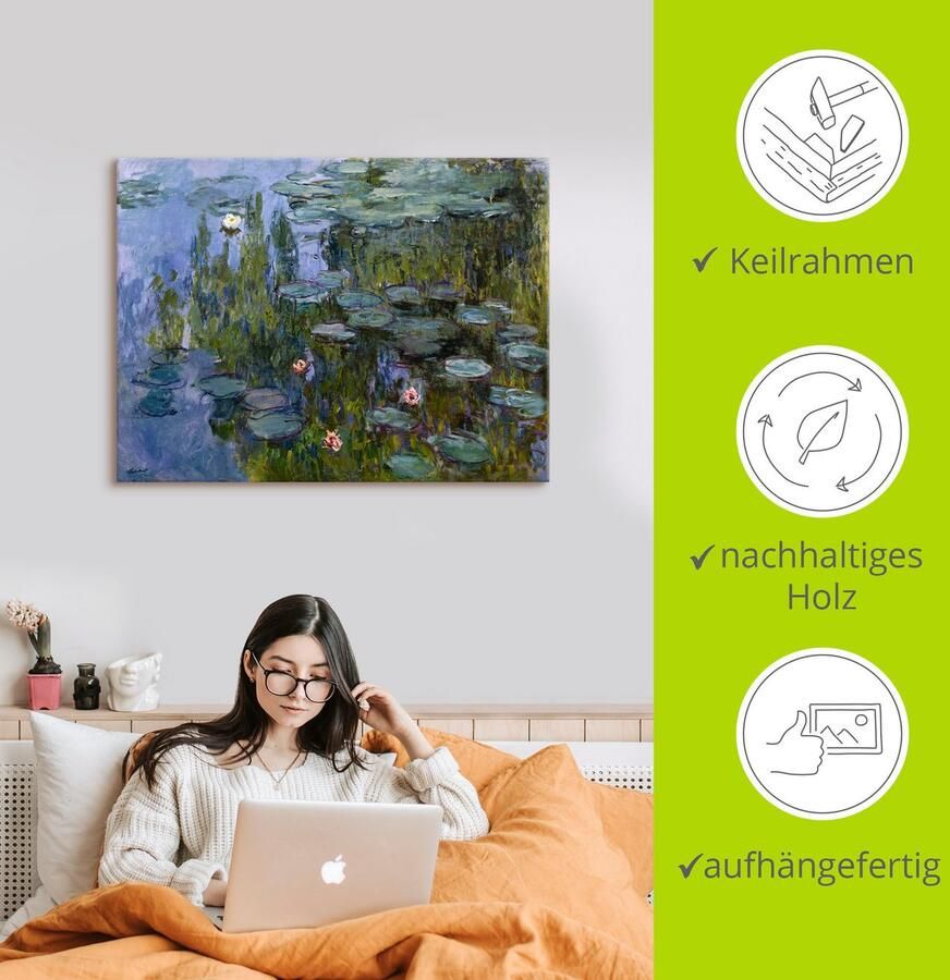 Artland Artprint Waterlelies (Nympheas). 1918x1921. als artprint op linnen poster muursticker in verschillende maten
