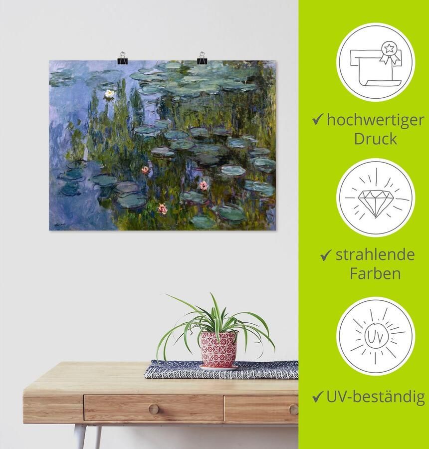 Artland Artprint Waterlelies (Nympheas). 1918x1921. als artprint op linnen poster muursticker in verschillende maten - Foto 3