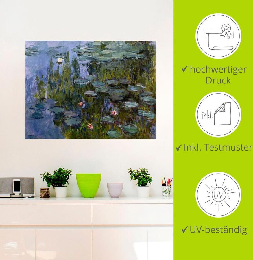 Artland Artprint Waterlelies (Nympheas). 1918x1921. als artprint op linnen poster muursticker in verschillende maten - Foto 2