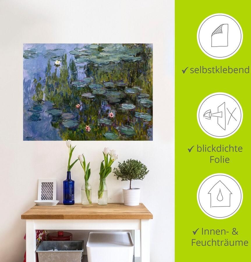 Artland Artprint Waterlelies (Nympheas). 1918x1921. als artprint op linnen poster muursticker in verschillende maten - Foto 3