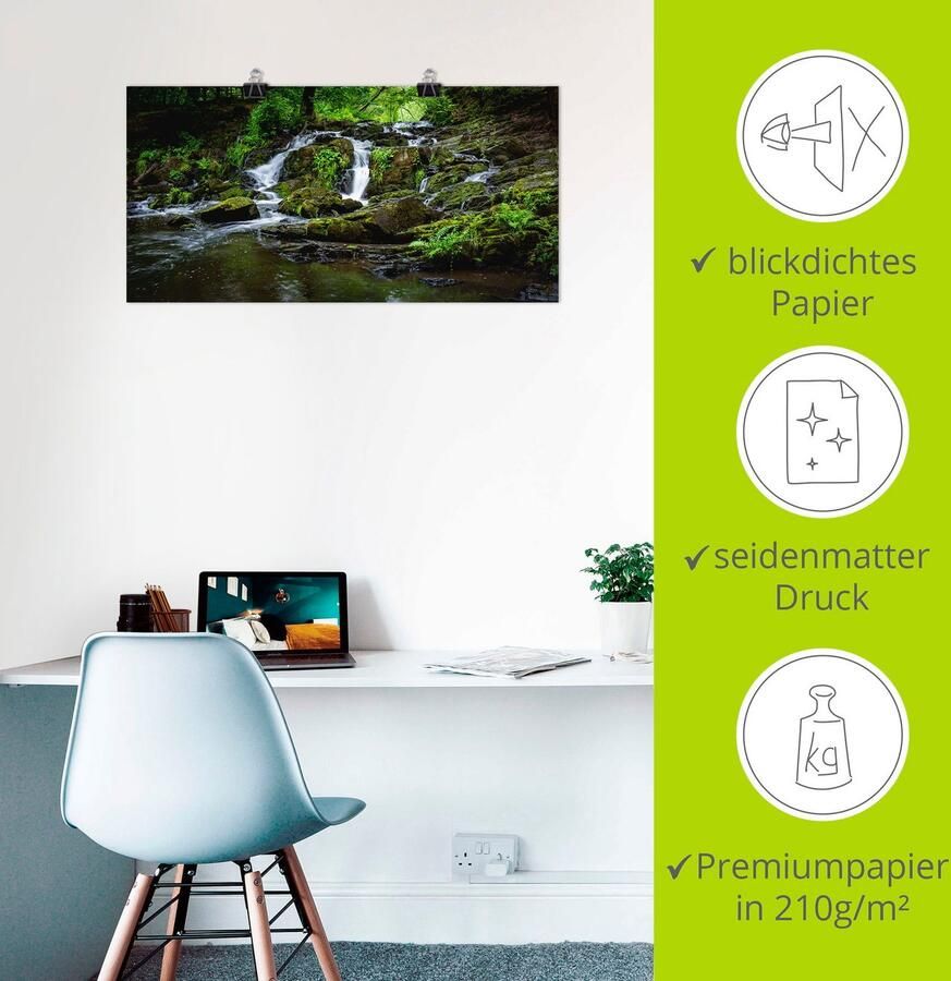 Artland Artprint Waterval panorama als artprint op linnen poster in verschillende formaten maten - Foto 2