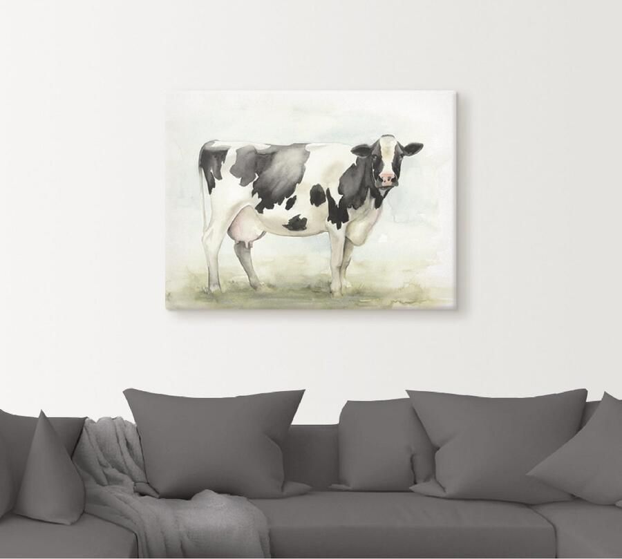 Artland Artprint Waterverf koe I als artprint op linnen poster in verschillende formaten maten - Foto 4