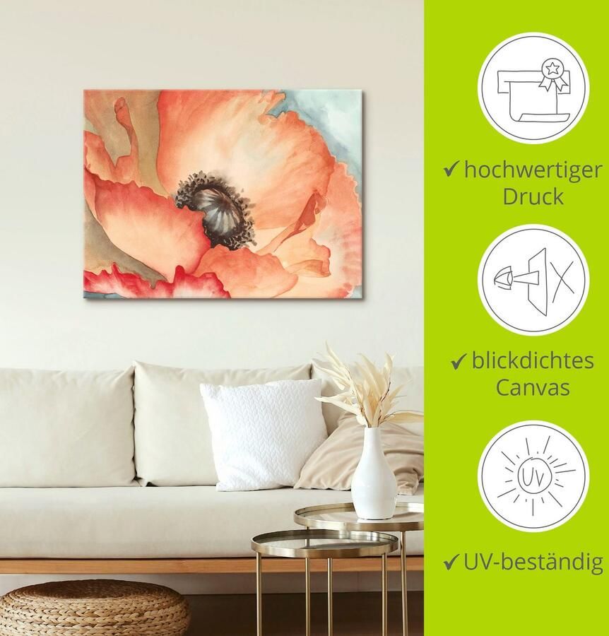 Artland Artprint Waterverf papaver II als artprint op linnen in verschillende maten - Foto 2