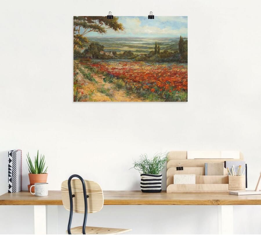 Artland Artprint Weg bij een veld klaprozen als artprint op linnen poster in verschillende formaten maten - Foto 4