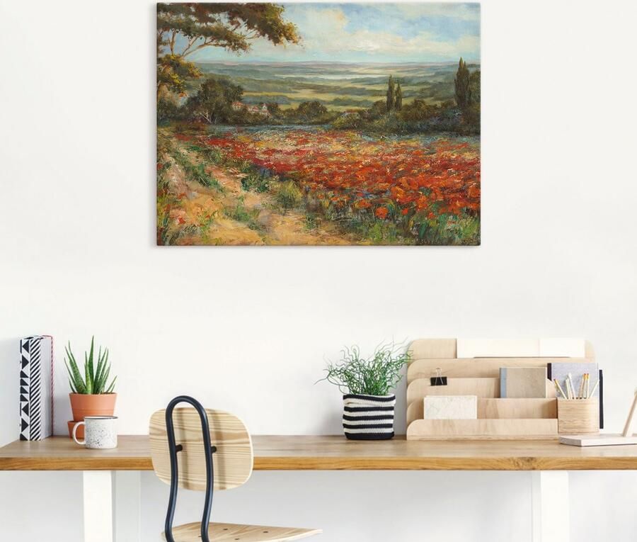 Artland Artprint Weg bij een veld klaprozen als artprint op linnen poster in verschillende formaten maten - Foto 4