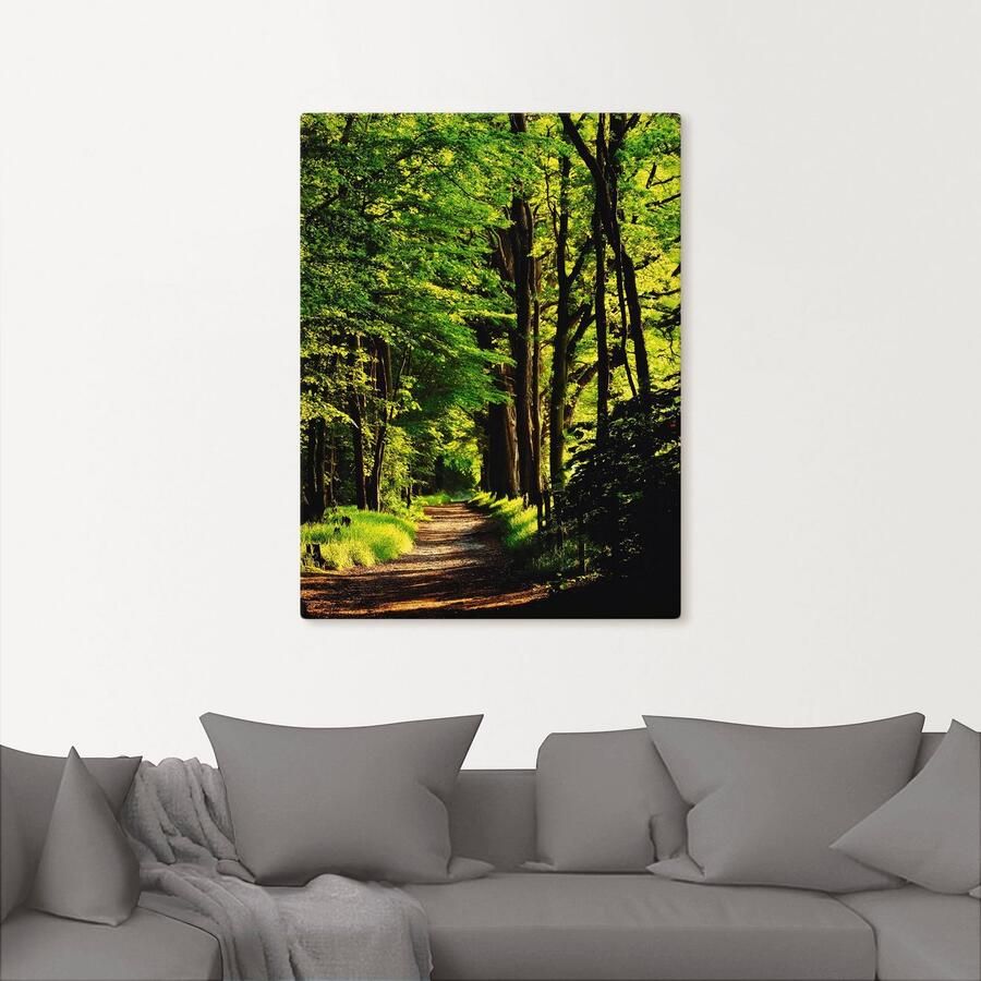 Artland Artprint Weg in het bos als artprint op linnen poster in verschillende formaten maten