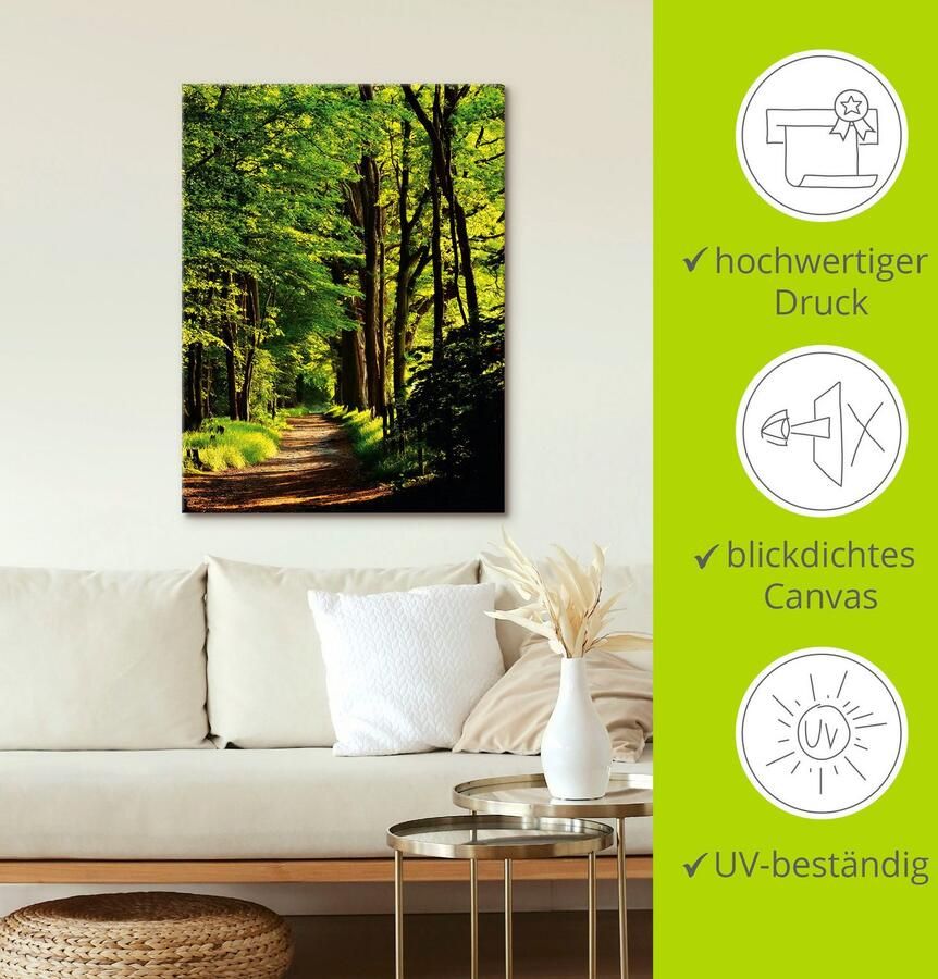 Artland Artprint Weg in het bos als artprint op linnen poster in verschillende formaten maten - Foto 3
