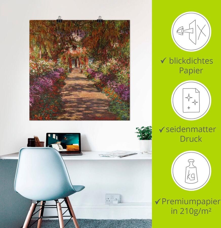 Artland Artprint Weg in Monets tuin in Giverny. 1902 als artprint van aluminium artprint voor buiten artprint op linnen poster muursticker - Foto 2