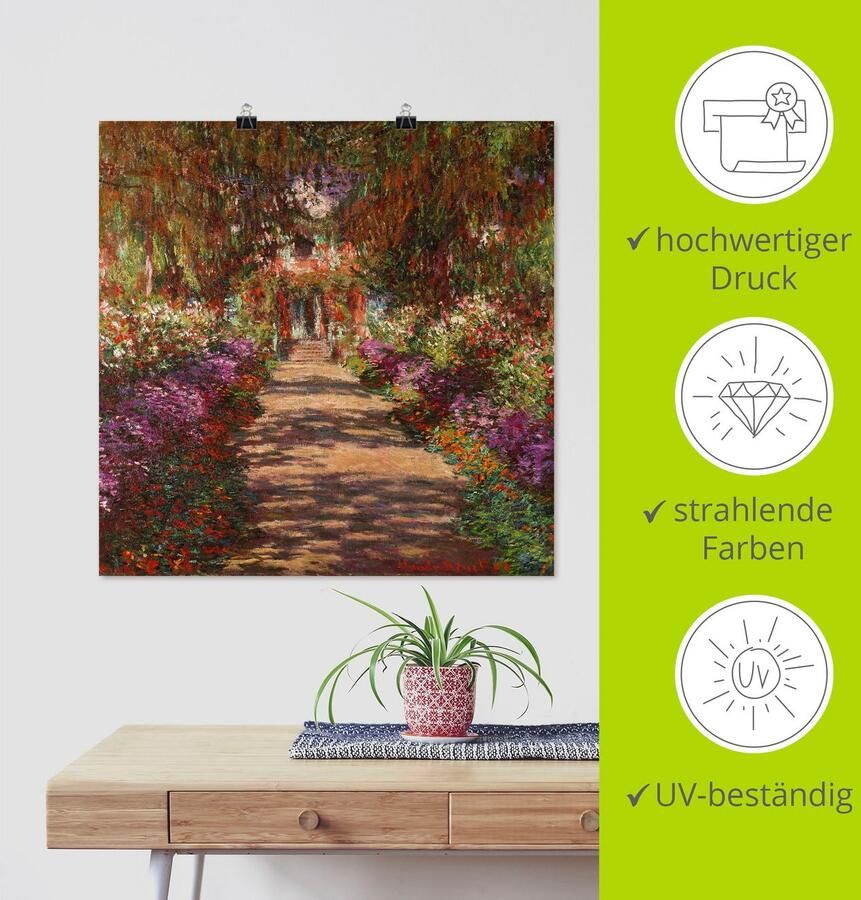 Artland Artprint Weg in Monets tuin in Giverny. 1902 als artprint van aluminium artprint voor buiten artprint op linnen poster muursticker - Foto 3