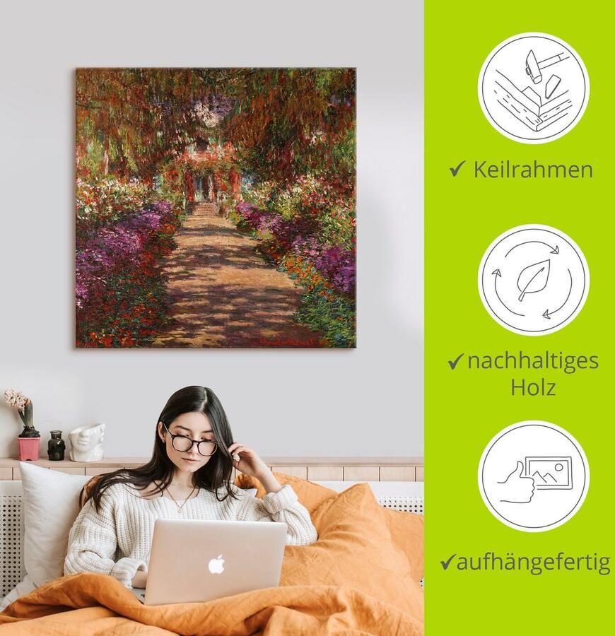 Artland Artprint Weg in Monets tuin in Giverny. 1902 als artprint van aluminium artprint voor buiten artprint op linnen poster muursticker - Foto 3