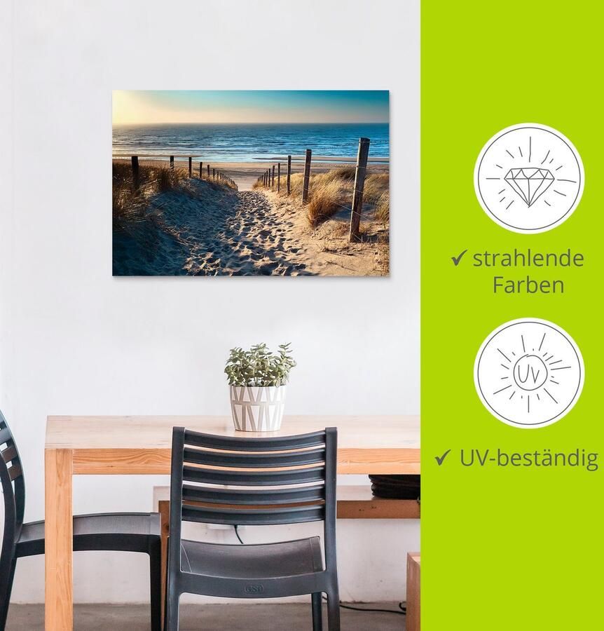 Artland Artprint Weg naar het Noordzeestrand zonsondergang als artprint van aluminium artprint voor buiten artprint op linnen poster muursticker - Foto 2