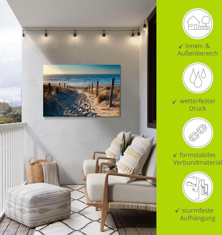 Artland Artprint Weg naar het Noordzeestrand zonsondergang als artprint van aluminium artprint voor buiten artprint op linnen poster muursticker - Foto 3