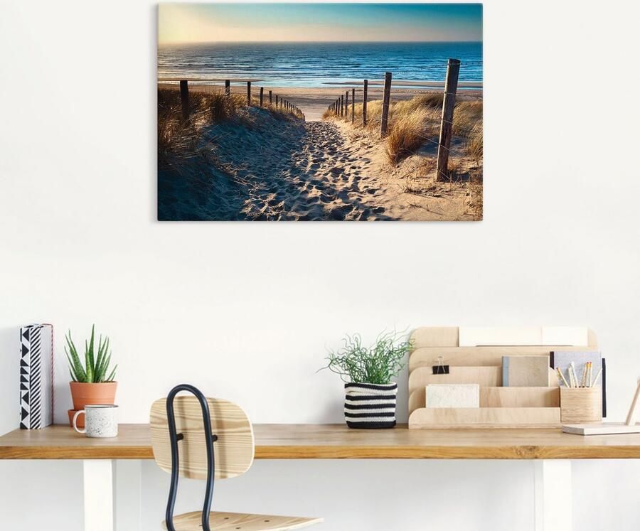 Artland Artprint Weg naar het Noordzeestrand zonsondergang als artprint van aluminium artprint voor buiten artprint op linnen poster muursticker