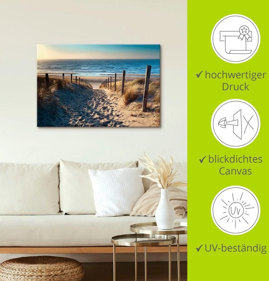 Artland Artprint Weg naar het Noordzeestrand zonsondergang als artprint van aluminium artprint voor buiten artprint op linnen poster muursticker - Foto 3